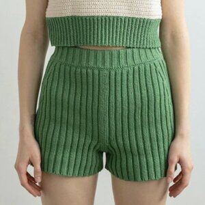 The Knotty Ones Pilnatis Fern Greeen Cotton Shorts